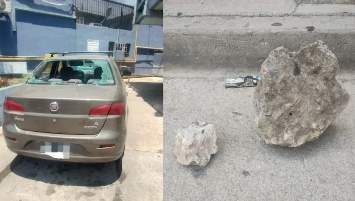NARANJITA CORDOBÉS DETENIDO POR ROMPER VIDRIO DE AUTO CON PIEDRAZO TRAS NEGATIVA DE PAGO